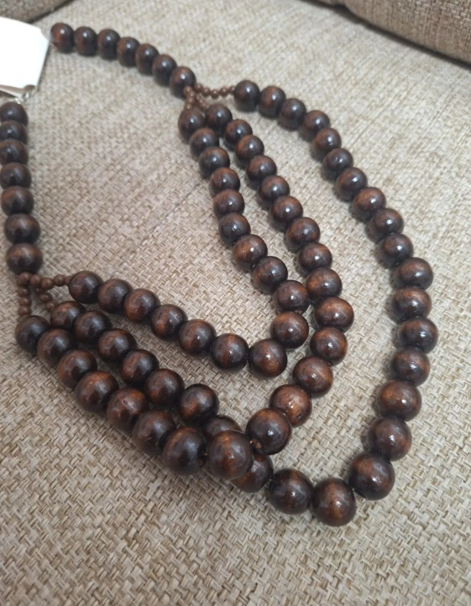Collar largo de cuentas de madera marrón | Estilo boho, étnico y natural – photo 3